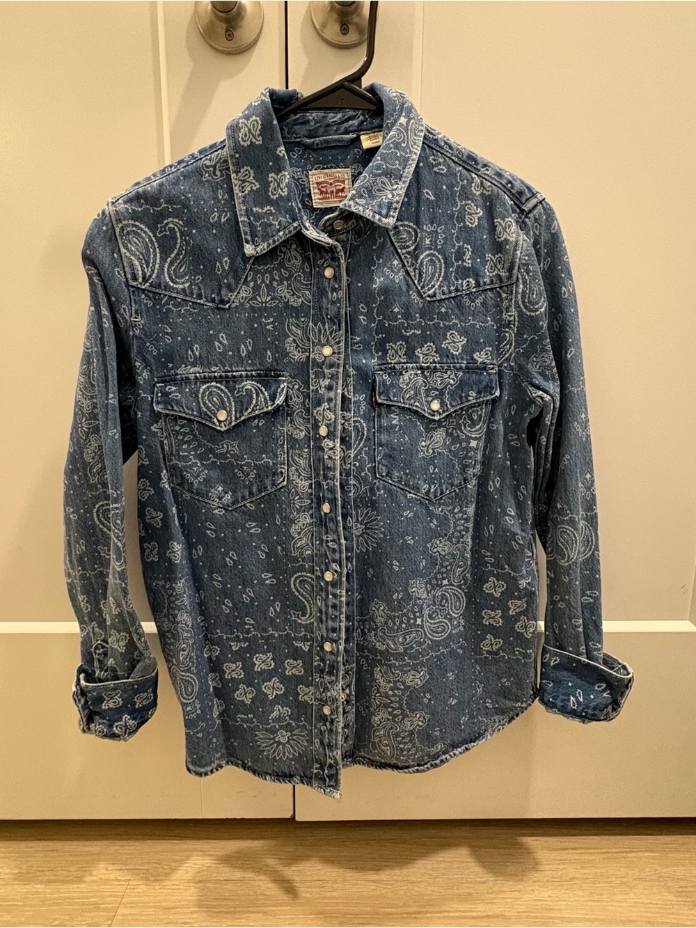 Levi's Blue Paisley Print Denim Western Shirt